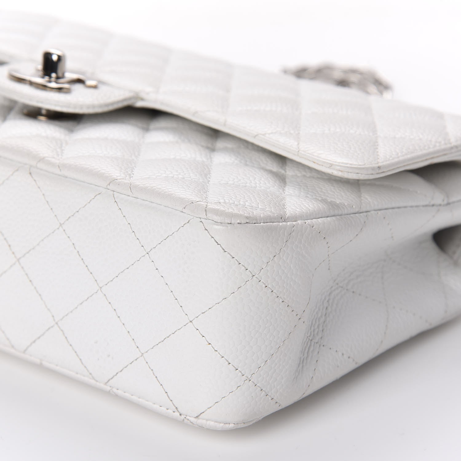 Chanel Caviar Quilted Medium Double Flap White 7 of 17