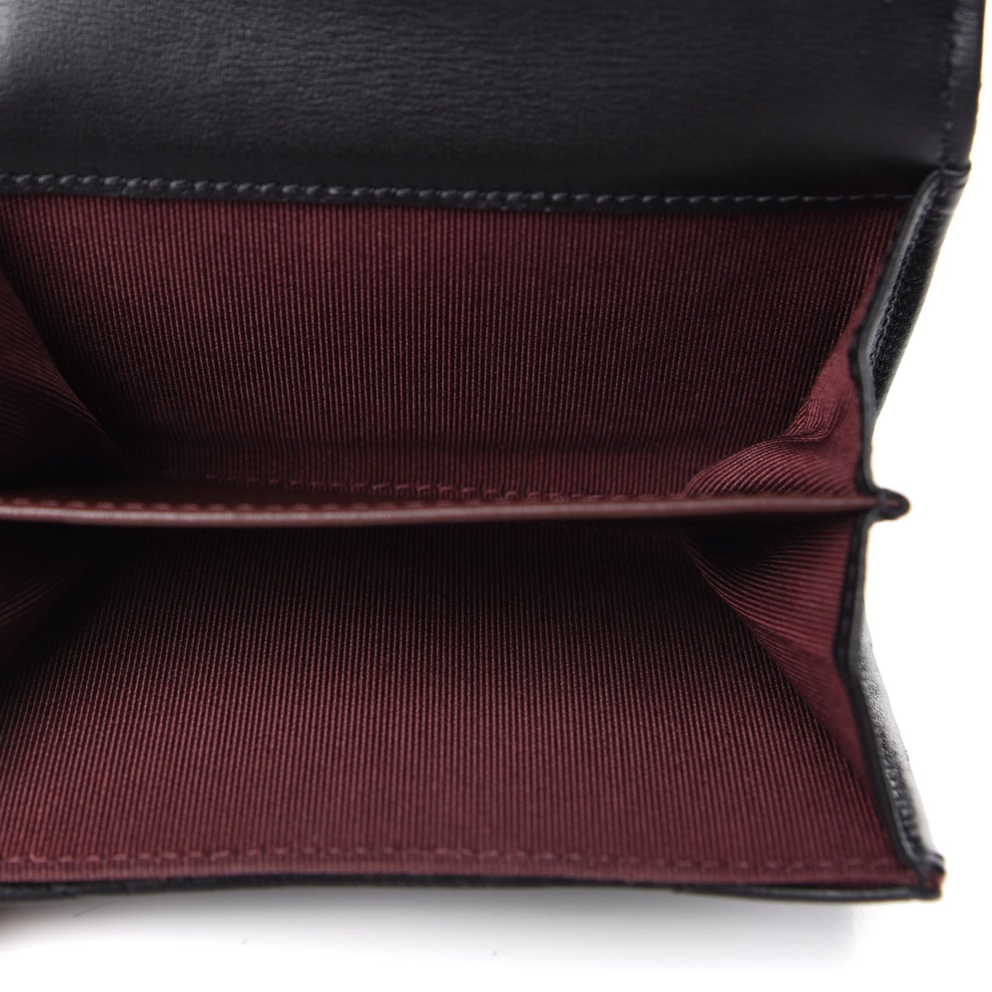 Crumpled Calfskin Chevron Quilted Reissue Card Holder Black