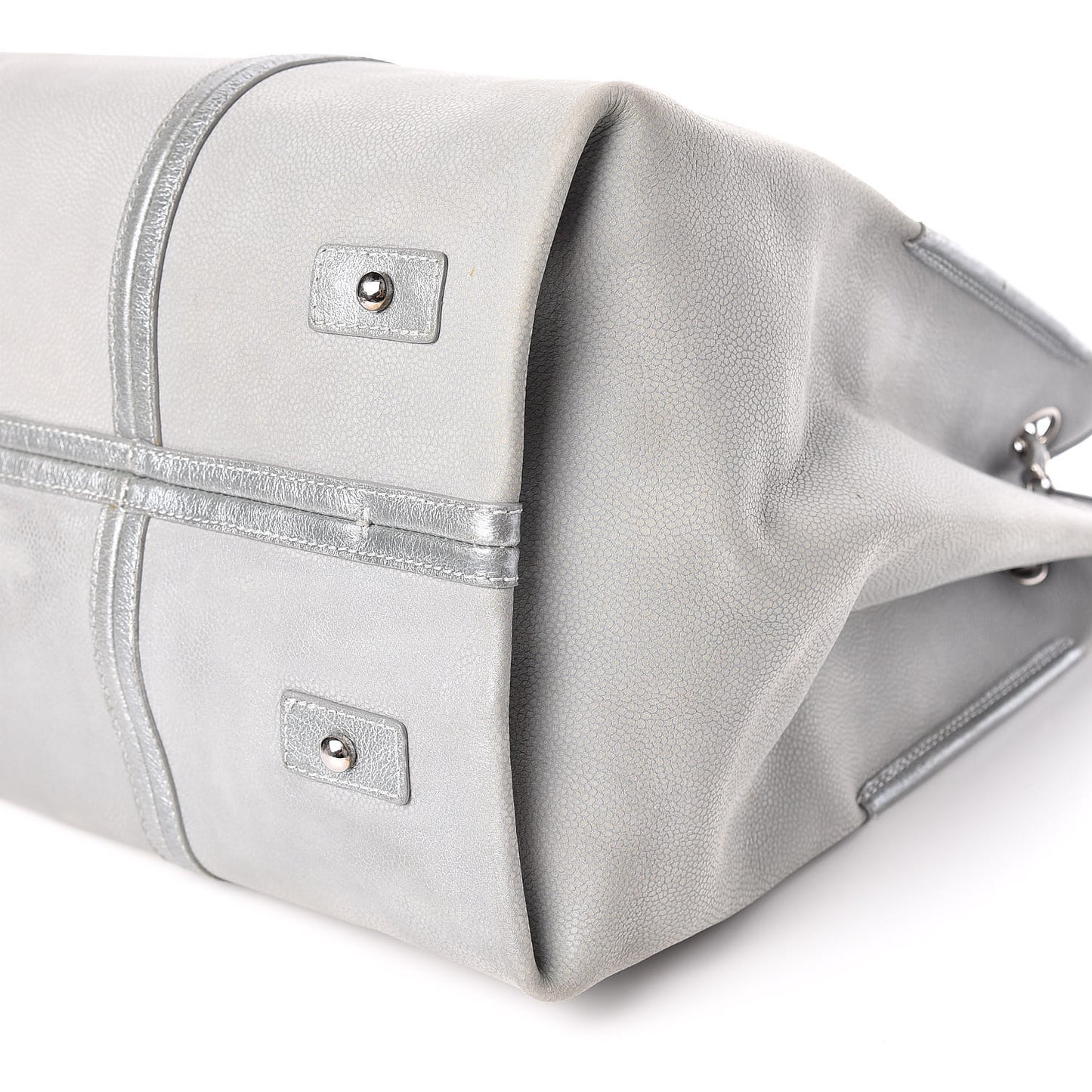 Iridescent Caviar Camellia Flower Shopping Tote Grey
