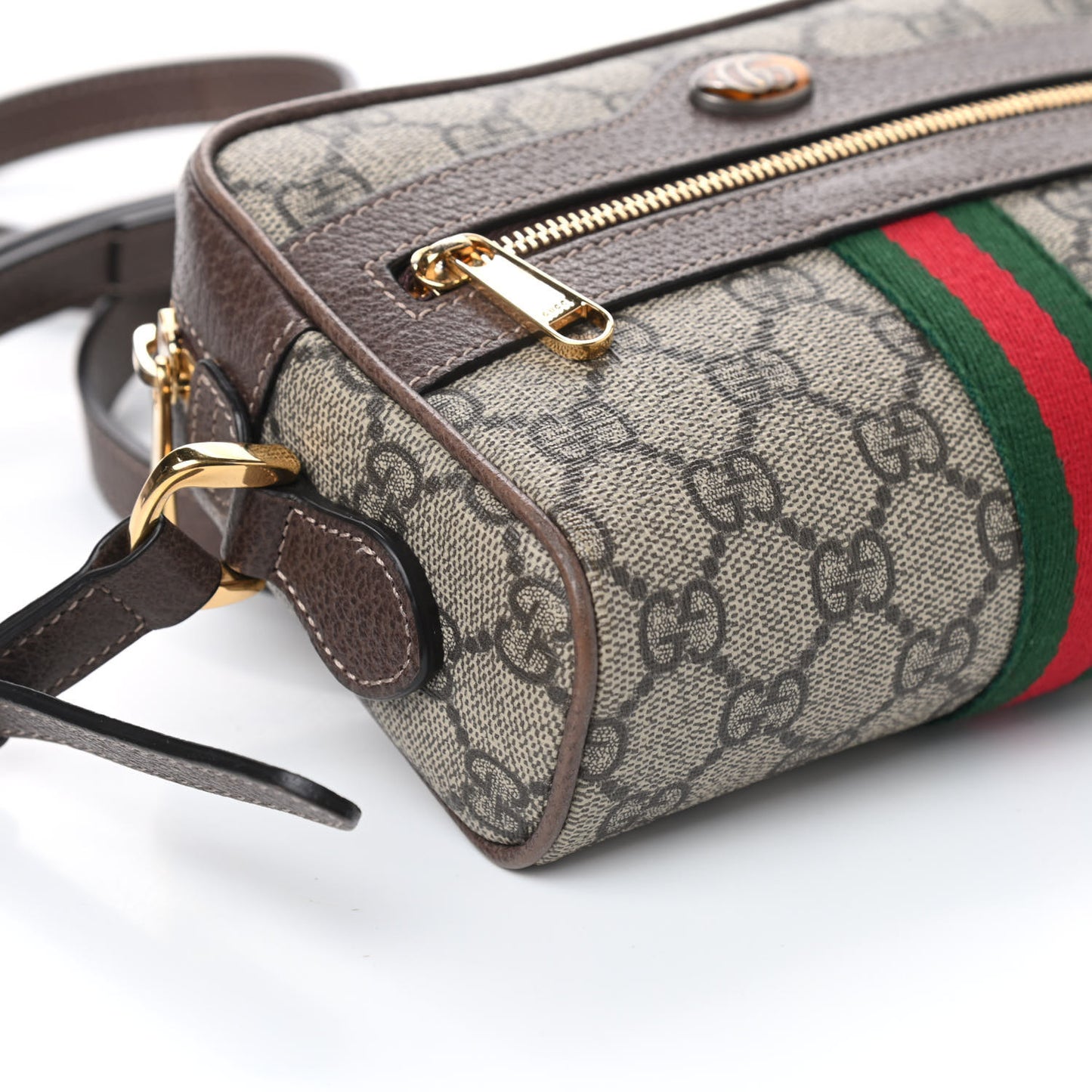 GG Supreme Monogram Web Mini Ophidia Shoulder Bag Brown