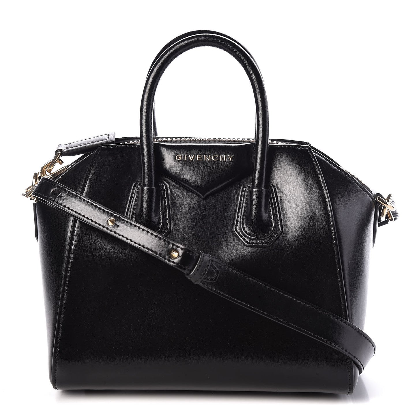 Shiny Lord Calfskin Mini Antigona Black