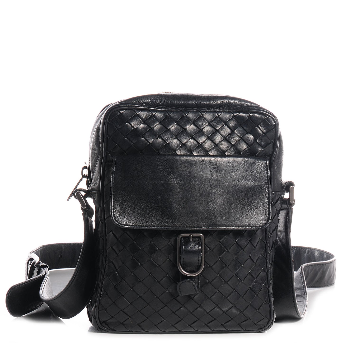 Nappa Intrecciato Messenger Bag Nero