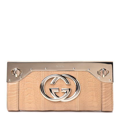 Gucci Ostrich Leg Britt Starlight Clutch Beige 1 of 10