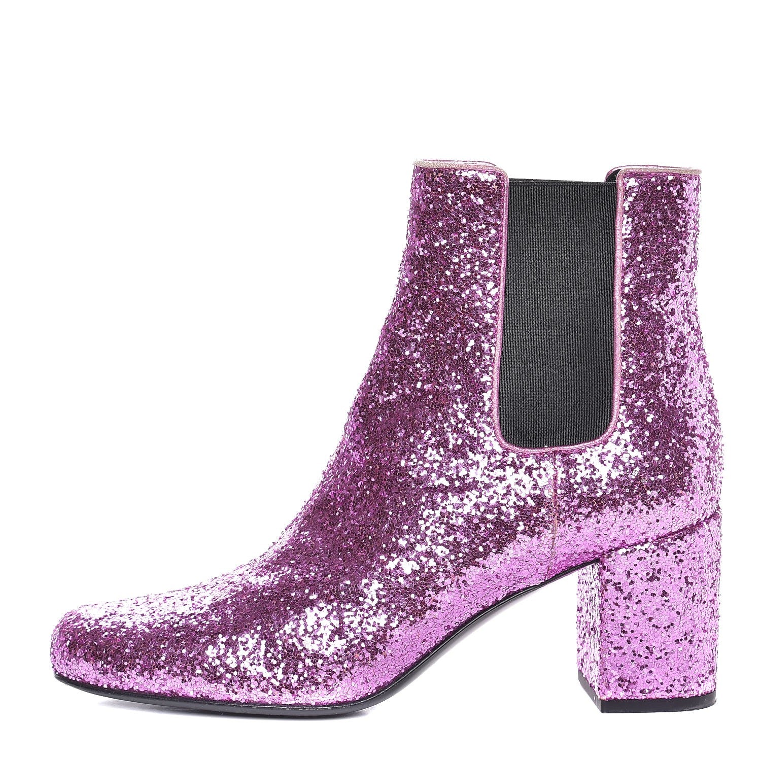 Saint Laurent Metallic Glitter Calfskin Babies Chelsea 90 Ankle Boot 35.5 Pink 1 of 10