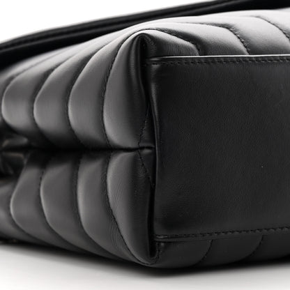 Saint Laurent Calfskin Y Quilted Monogram Small Loulou Chain Satchel Black 9 of 13