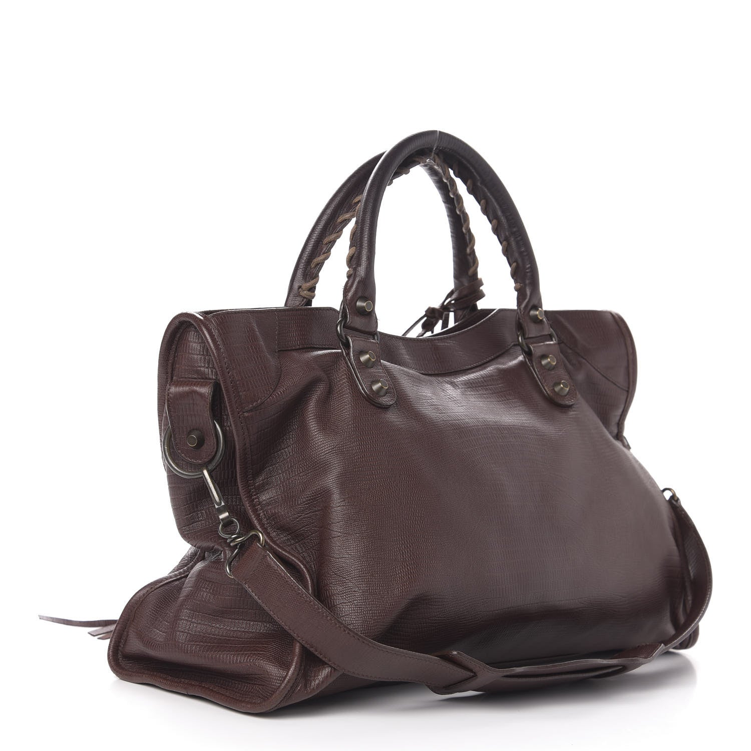 Balenciaga Agneau Classic Hardware Lizard Embossed City Castagna 4 of 11