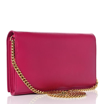 Saint Laurent Grain De Poudre Monogram Chain Wallet Bubblegum 3 of 10
