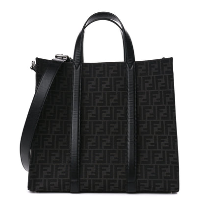 Fendi Recycled Fabric Jacquard Vitello Astro FF 1974 Shopping Tote Asfalto Black 1 of 10