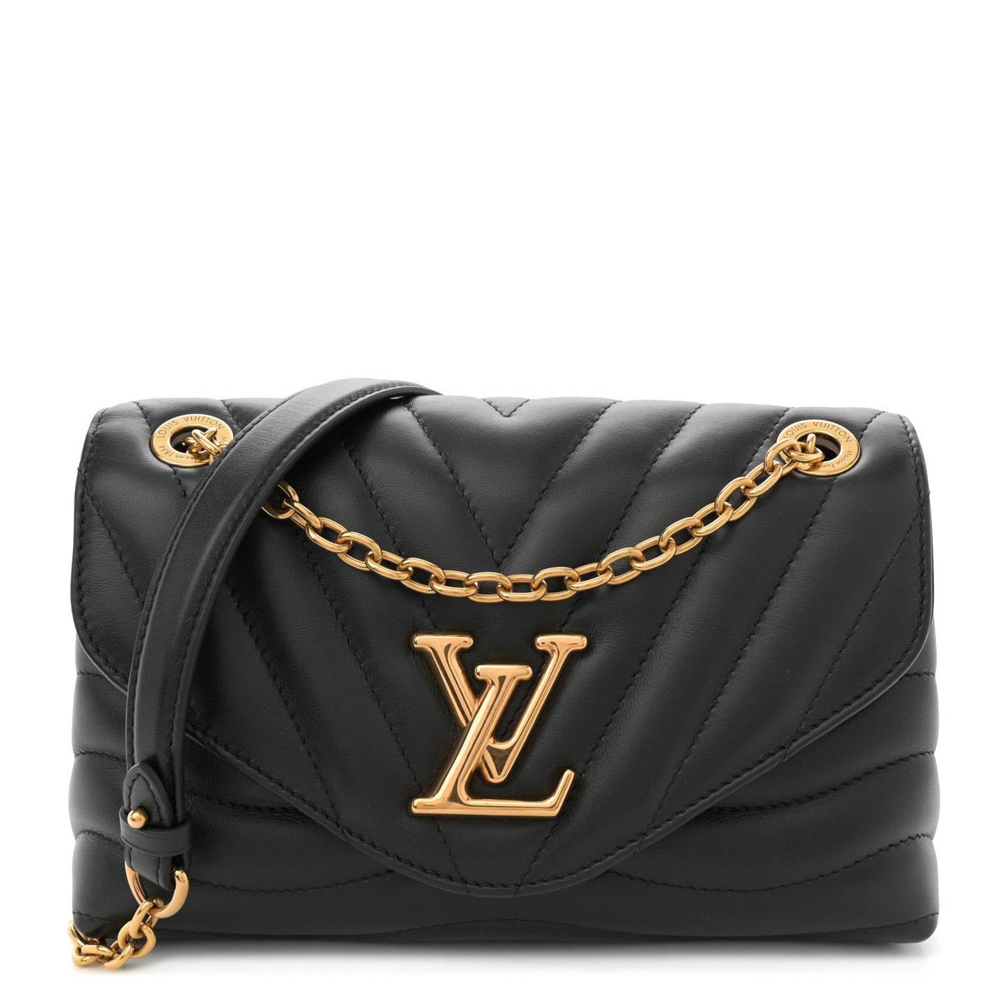 Calfskin LV New Wave Chain Bag Black