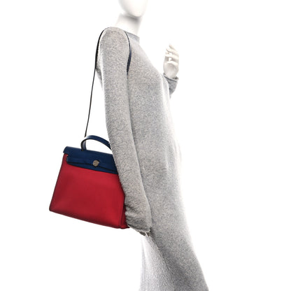Hermes Military Toile Vache Hunter Herbag Zip 31 PM Rouge Grenat Bleu Saphir 2 of 10