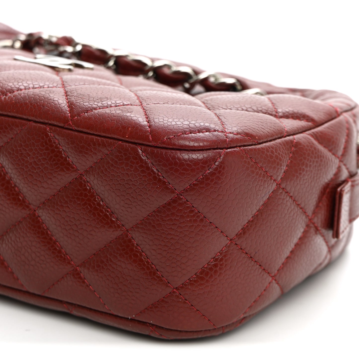 Caviar Quilted Camera Case Burgundy