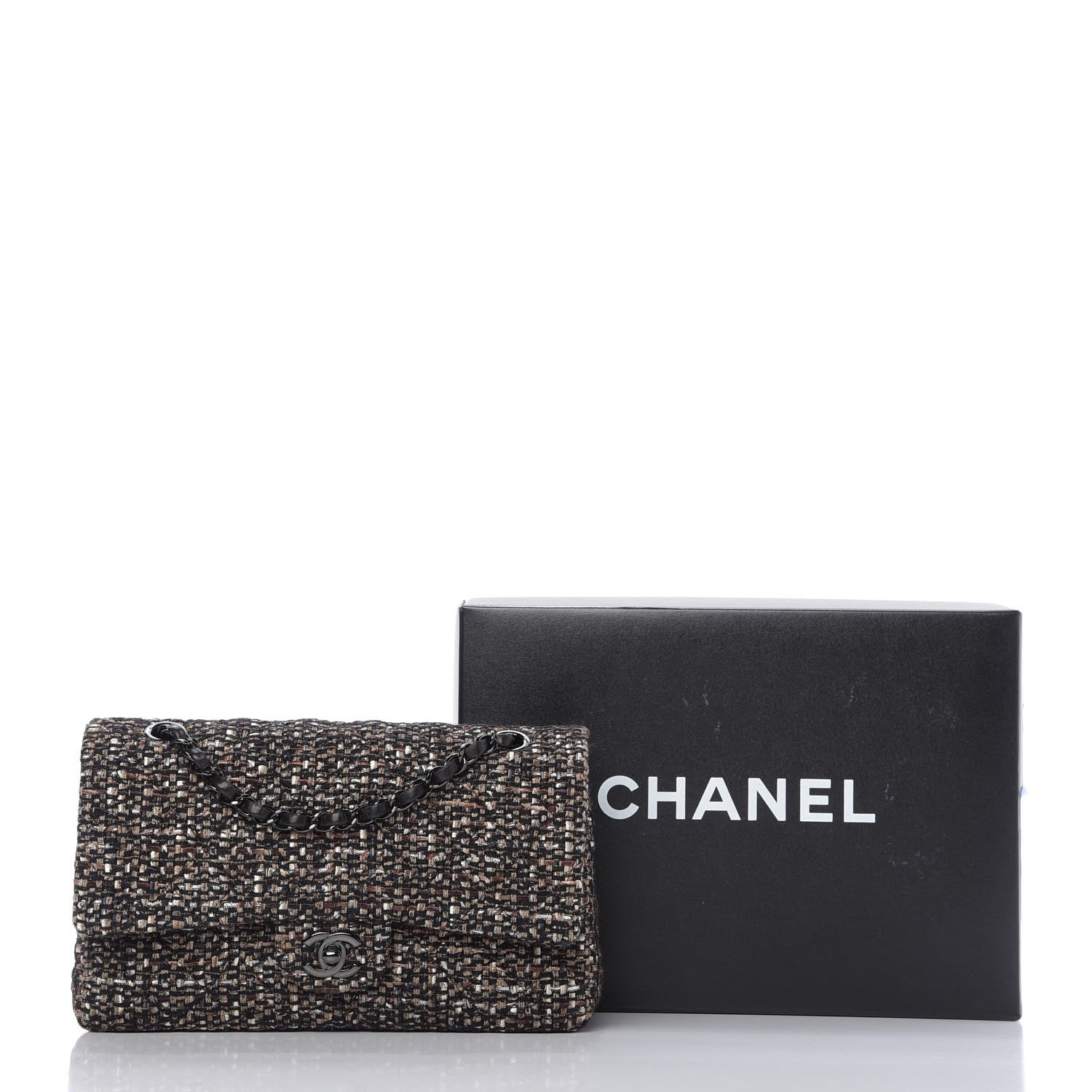 Chanel Tweed Quilted Medium Double Flap Brown 11 of 11