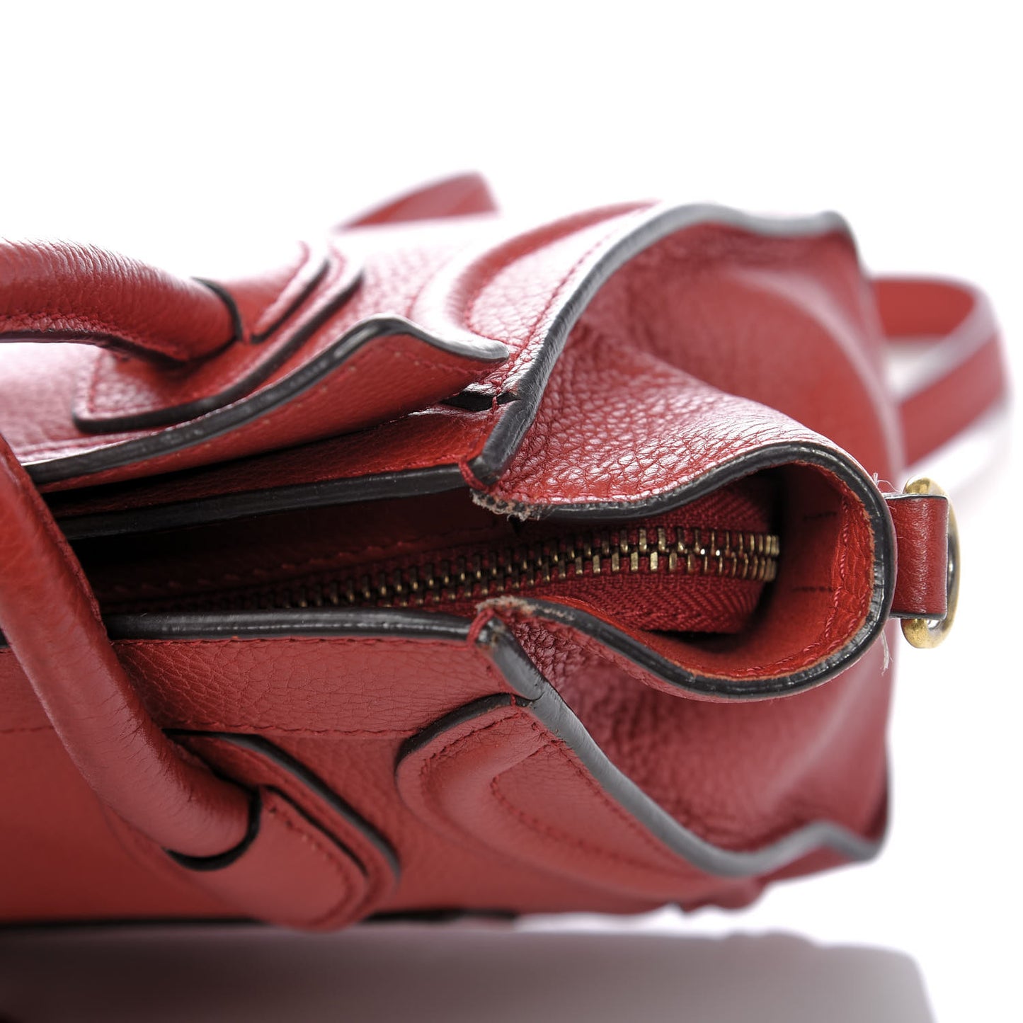 Drummed Calfskin Nano Luggage Coquelicot