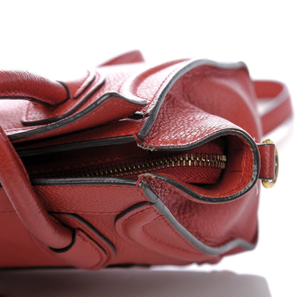 Celine Drummed Calfskin Nano Luggage Coquelicot 9 of 12