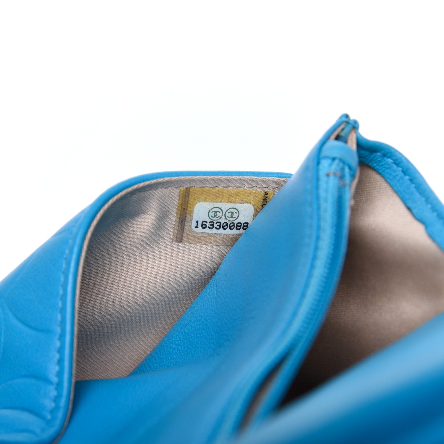 Chanel Lambskin Camellia Embossed Wallet On Chain WOC Turquoise 10 of 12