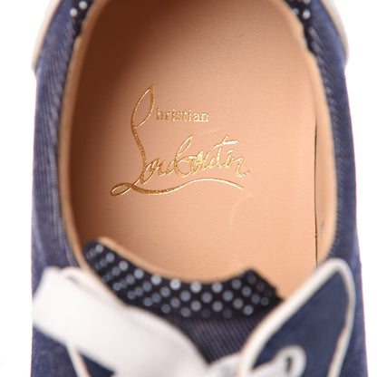 Christian Louboutin Denim Velours Spikes Vieira Flat Sneakers 36 Navy Latte 8 of 11