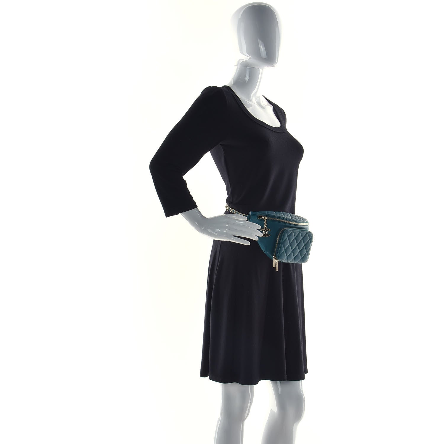 Chanel Caviar Quilted Business Affinity Waist Belt Bag Dark Turquoise 3 of 10