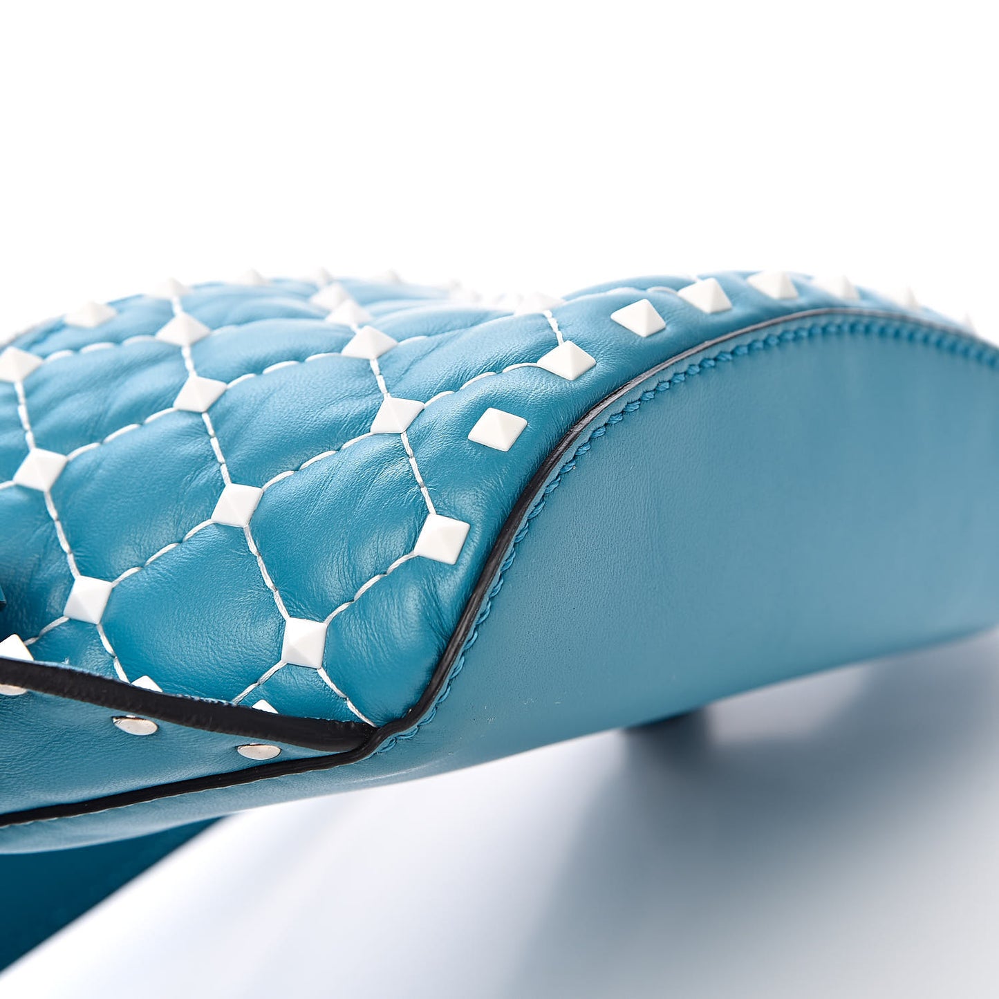 Lambskin Free Rockstud Spike Belt Bag 85 Cerulean
