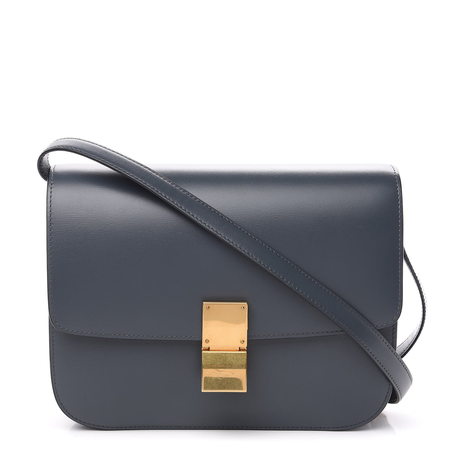 Liege Calfskin Medium Classic Box Flap Bag Grey