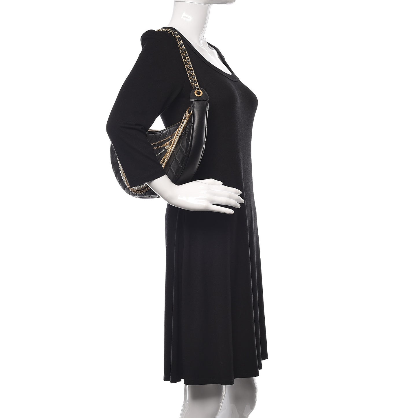 Lambskin Quilted All About Chains Hobo Black