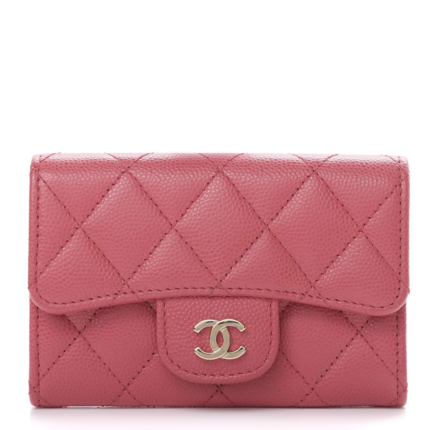 Chanel Caviar Quilted Flap Card Holder Pink 1 of 8