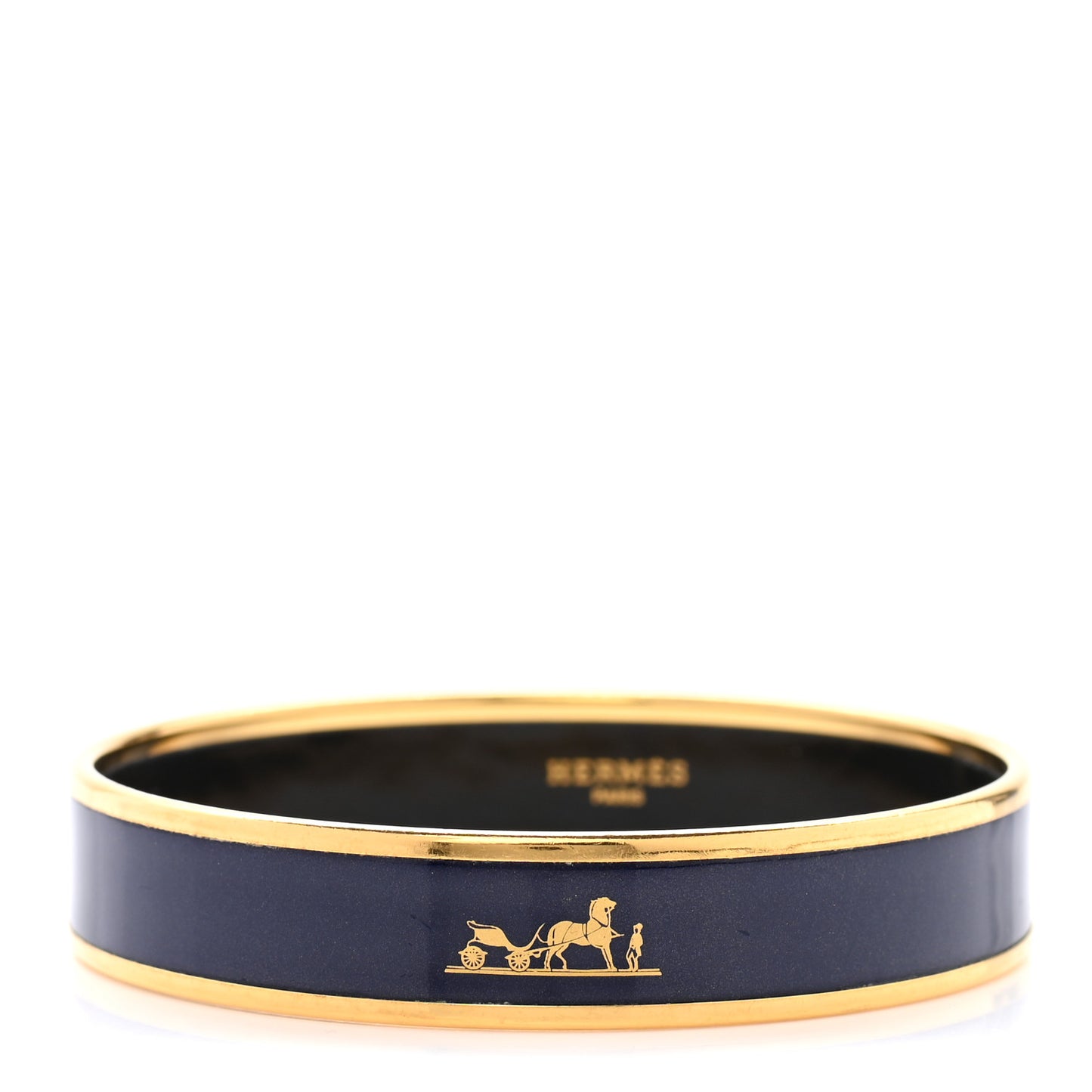 Enamel Printed Caleche Medium Bracelet 70 Navy Bleu