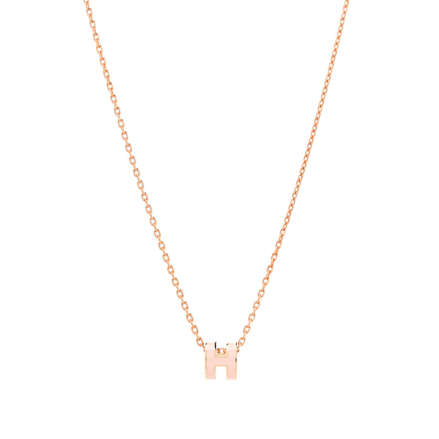 Lacquered Rose Gold Mini Pop H Pendant Necklace Rose Dragee