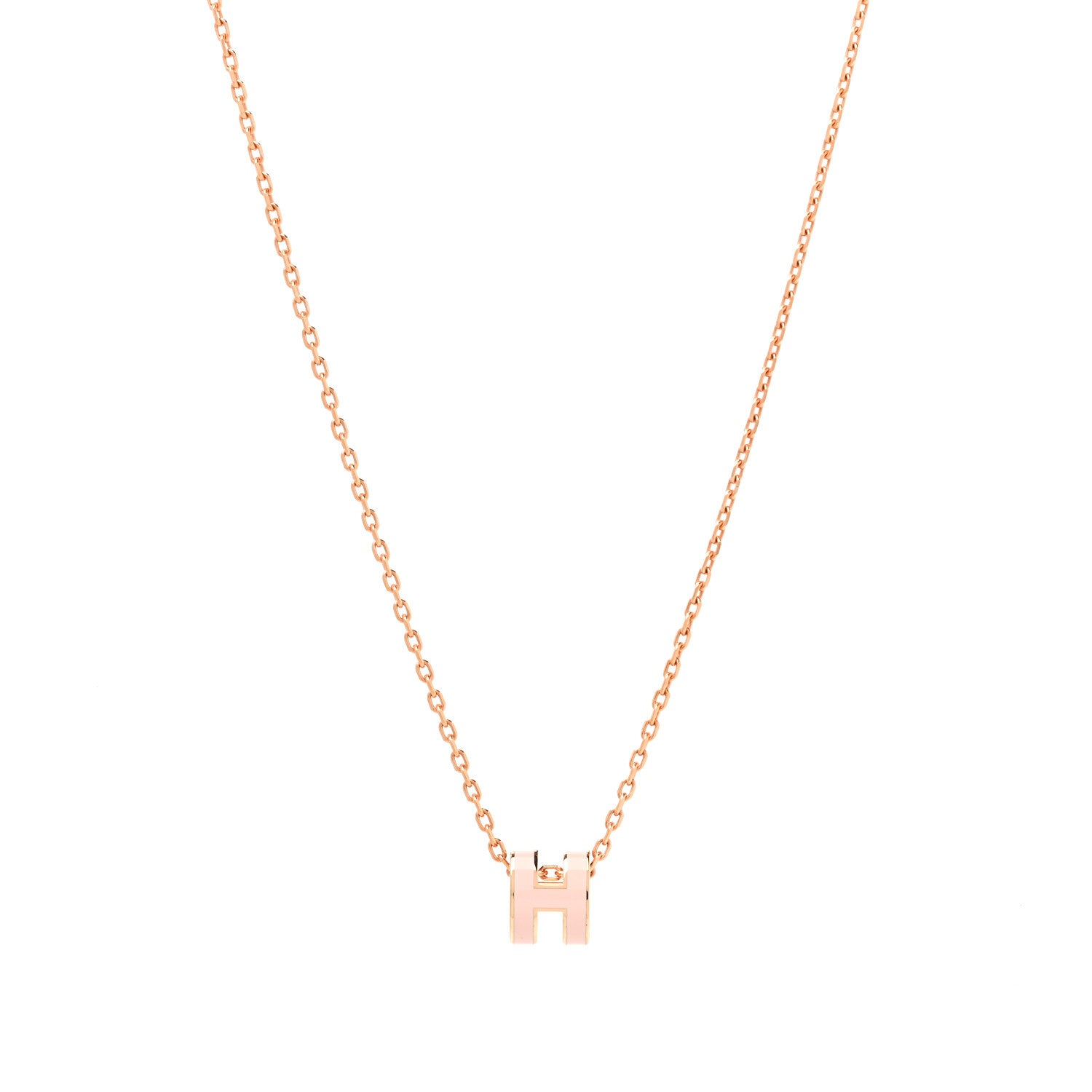 Hermes Lacquered Rose Gold Mini Pop H Pendant Necklace Rose Dragee 1 of 6