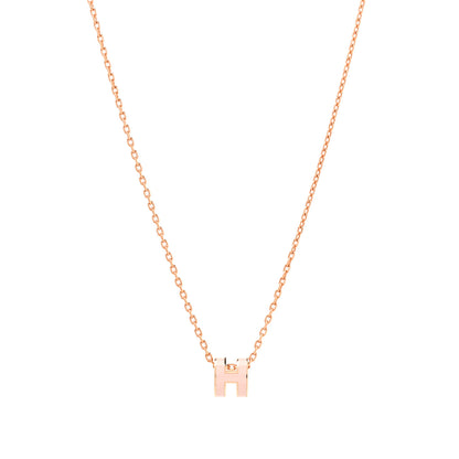 Hermes Lacquered Rose Gold Mini Pop H Pendant Necklace Rose Dragee 1 of 6