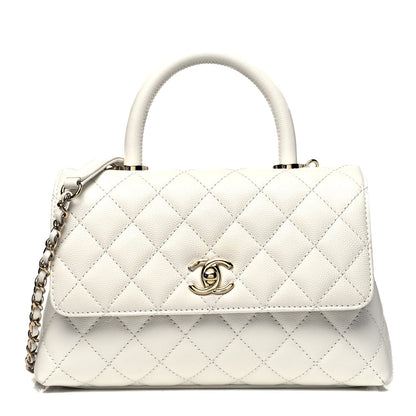 Chanel Caviar Quilted Mini Coco Handle Flap White 1 of 9