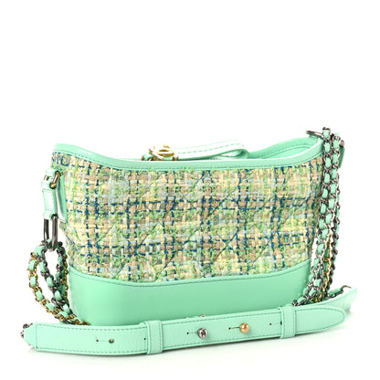 Chanel Tweed Calfskin Quilted Small Gabrielle Hobo Green 3 of 9