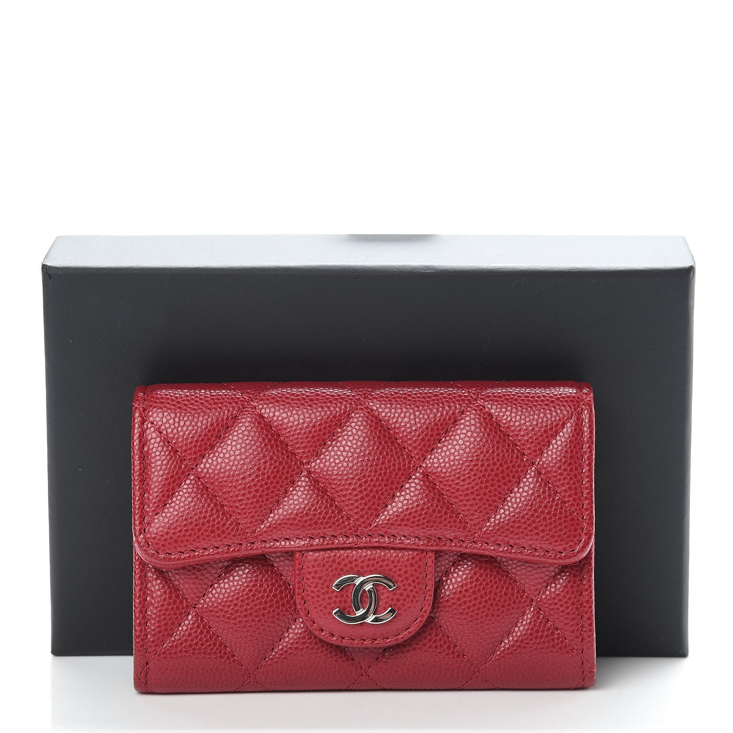 Chanel Caviar Quilted Flap Card Holder Dark Pink 9 of 9