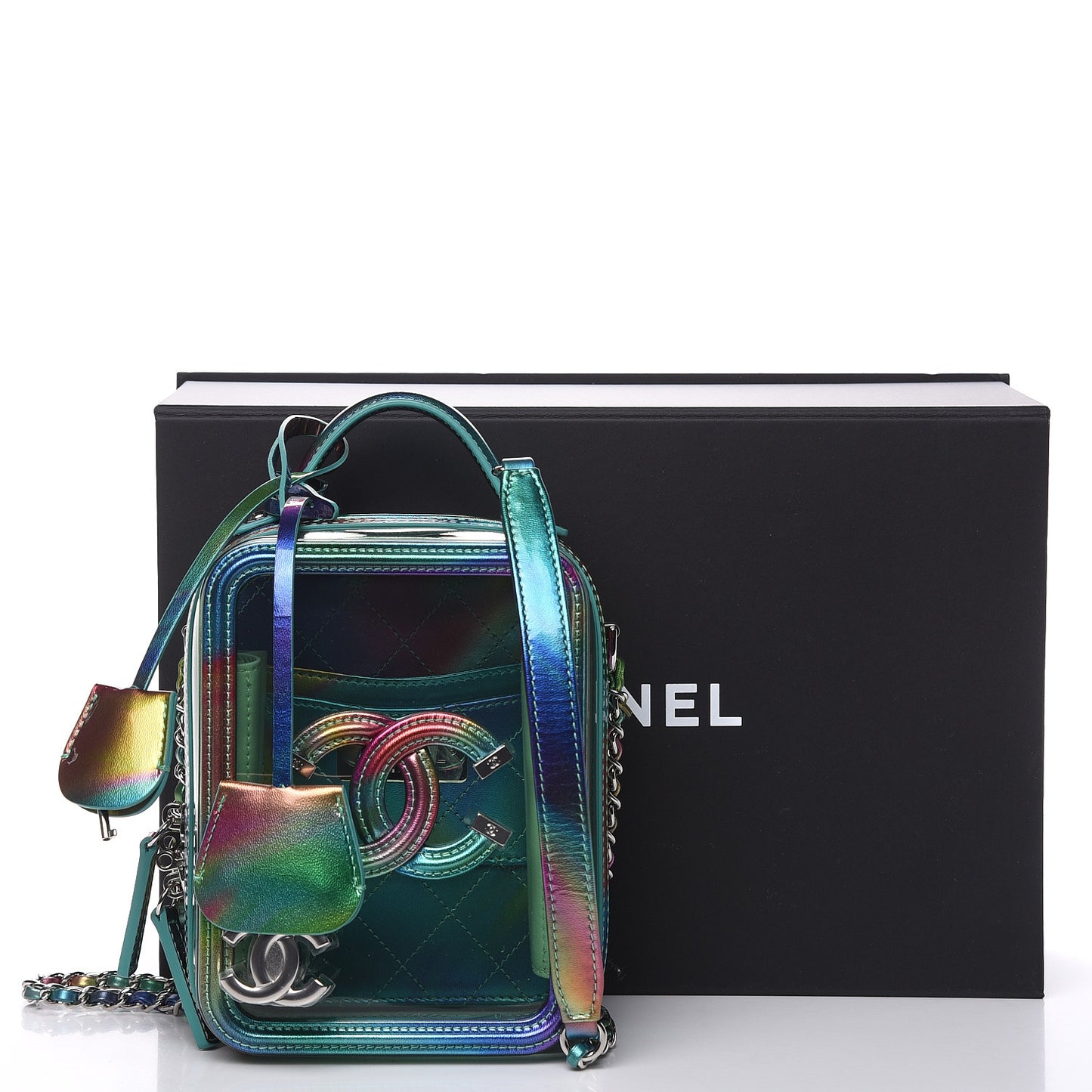 Lambskin Matelasse Monogram Vicky Camera Bag Black