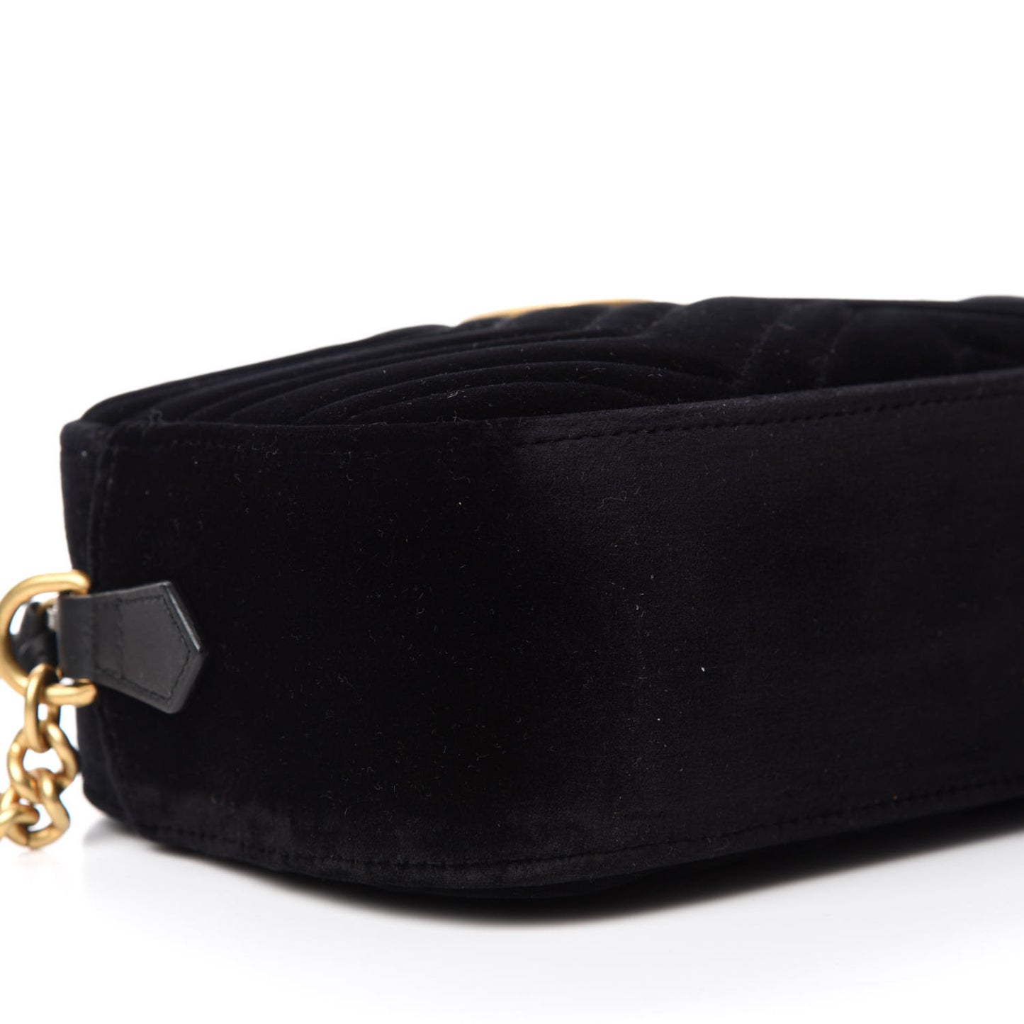 Velvet Matelasse Small GG Marmont Chain Shoulder Bag Black