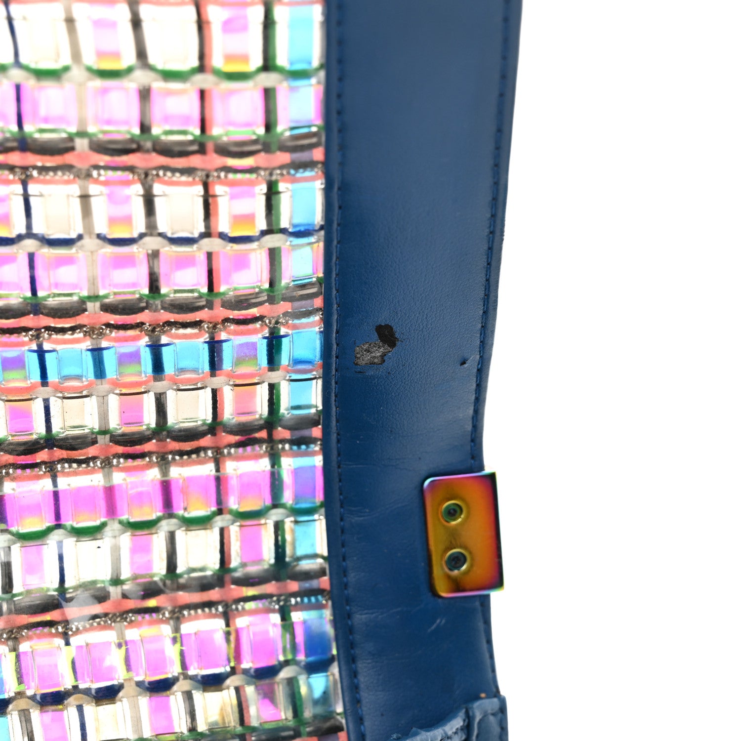 Chanel PVC Thread Woven Medium Boy Flap Dark Blue 11 of 15