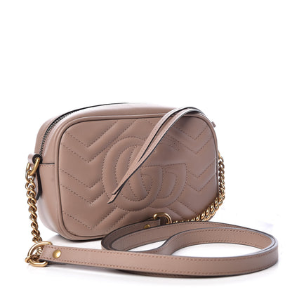 Gucci Calfskin Matelasse Mini GG Marmont Chain Shoulder Bag Porcelain Rose 3 of 9