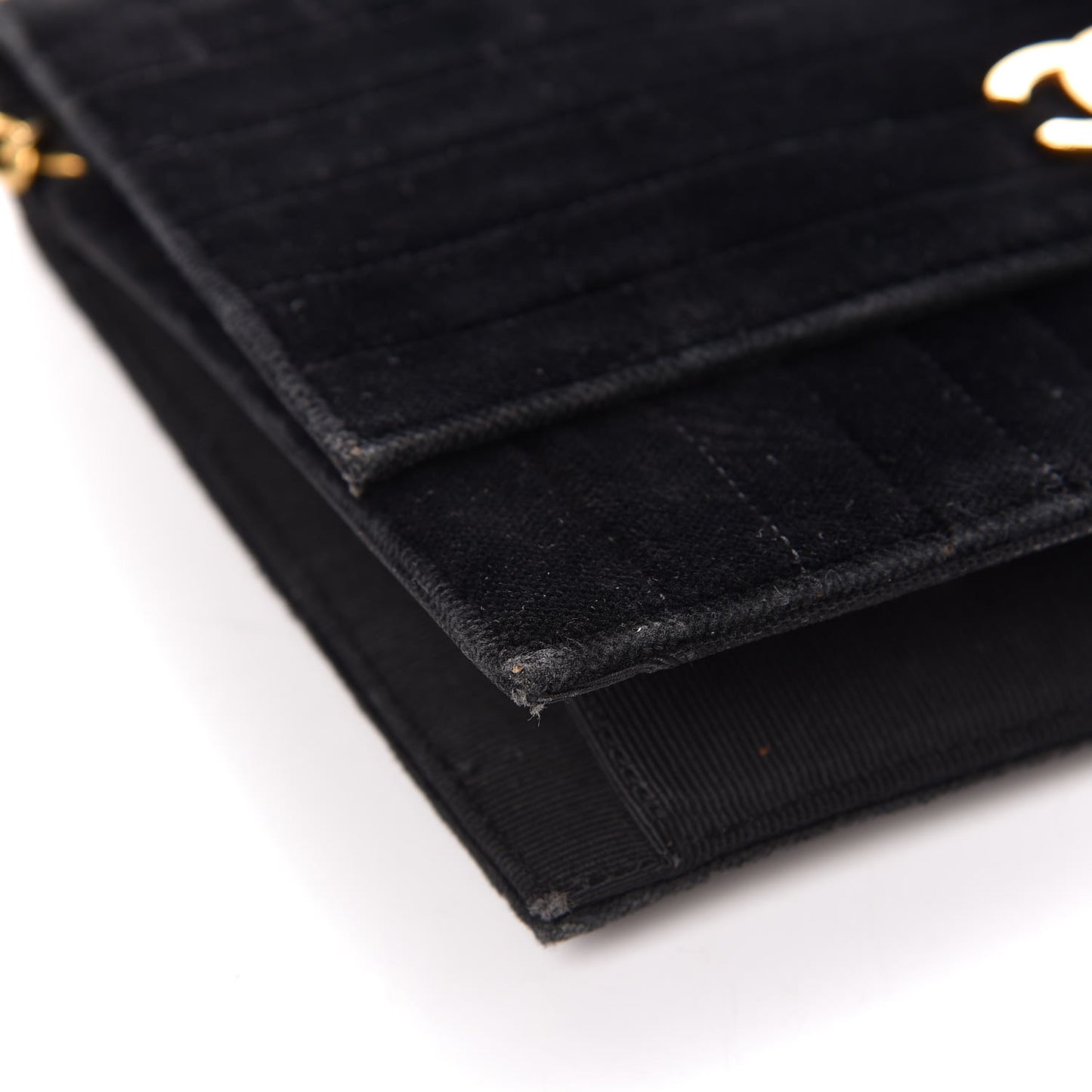 Velvet Vertical Horizontal Quilt Single Flap Black