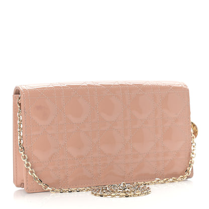 Christian Dior Patent Cannage Lady Dior Convertible Clutch Rose Des Vents 4 of 10