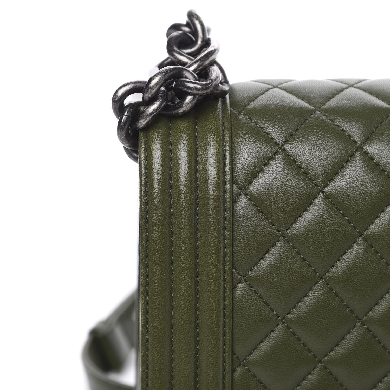 Chanel Lambskin Quilted New Medium Boy Flap Dark Green 9 of 21