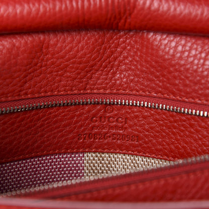Gucci Pebbled Calfskin Medium Bamboo Daily Flap Shoulder Bag Red 8 of 10