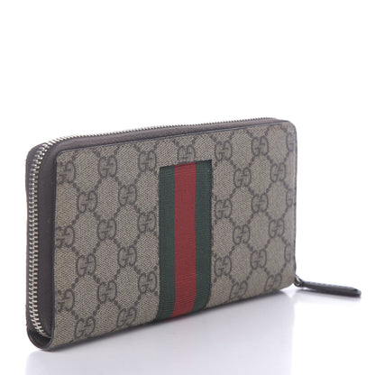 Gucci GG Supreme Monogram Web Bee Zip Around Wallet Beige Cocoa 3 of 8
