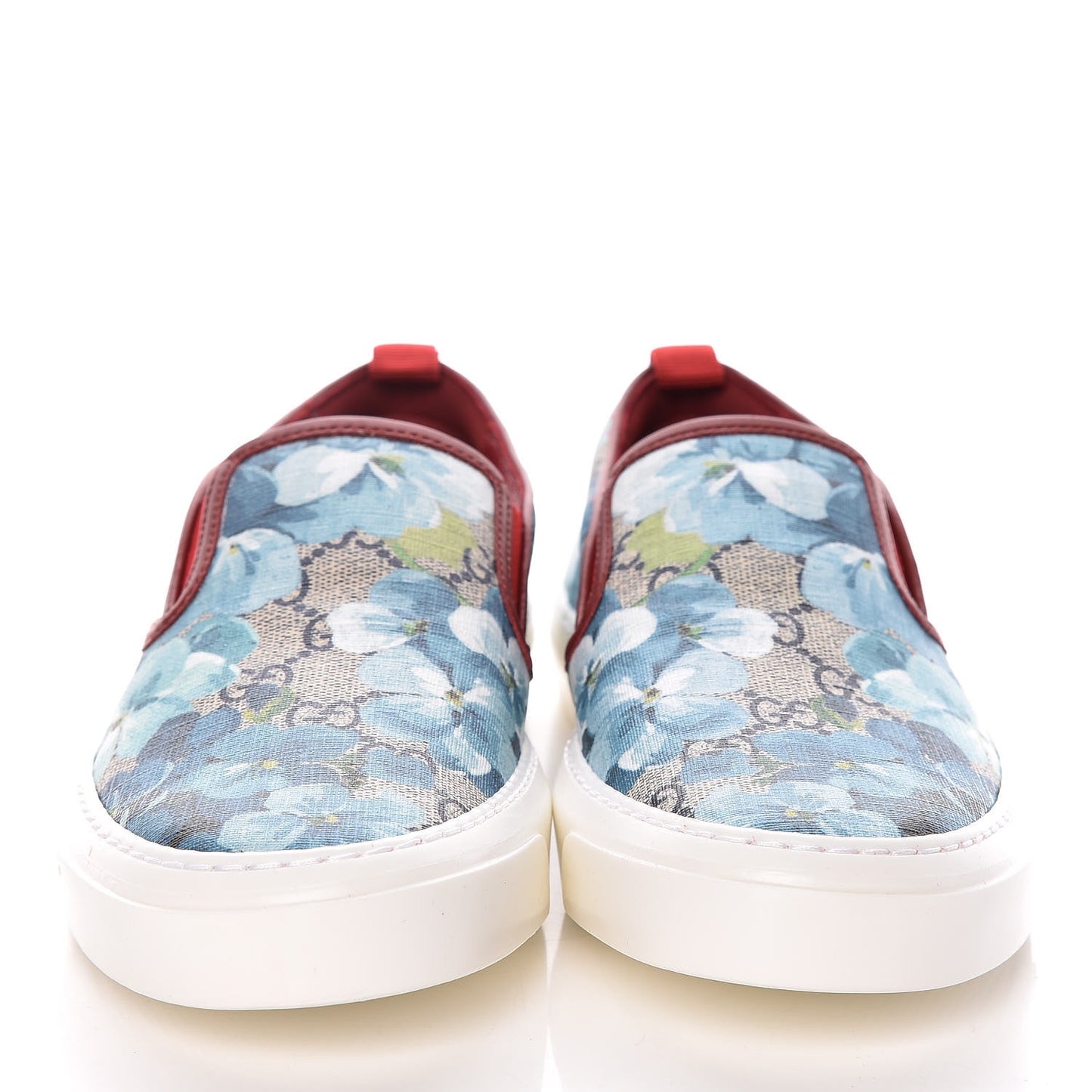 GG Supreme Monogram Blooms Womens Slip On Sneakers 39 Beige Blue Navy Red