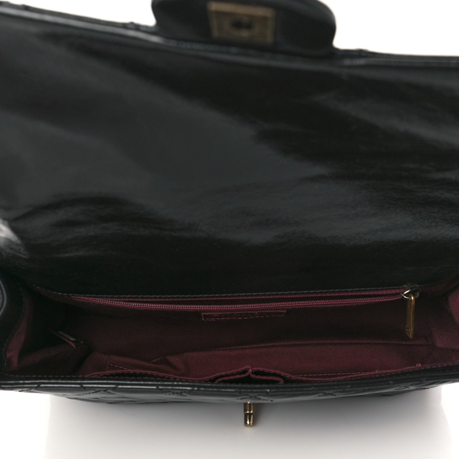 Chanel Glazed Calfskin Castle Rock Large Flap Black Burgundy 5 of 7