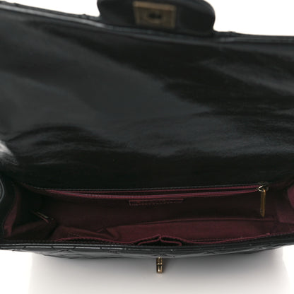 Chanel Glazed Calfskin Castle Rock Large Flap Black Burgundy 5 of 7