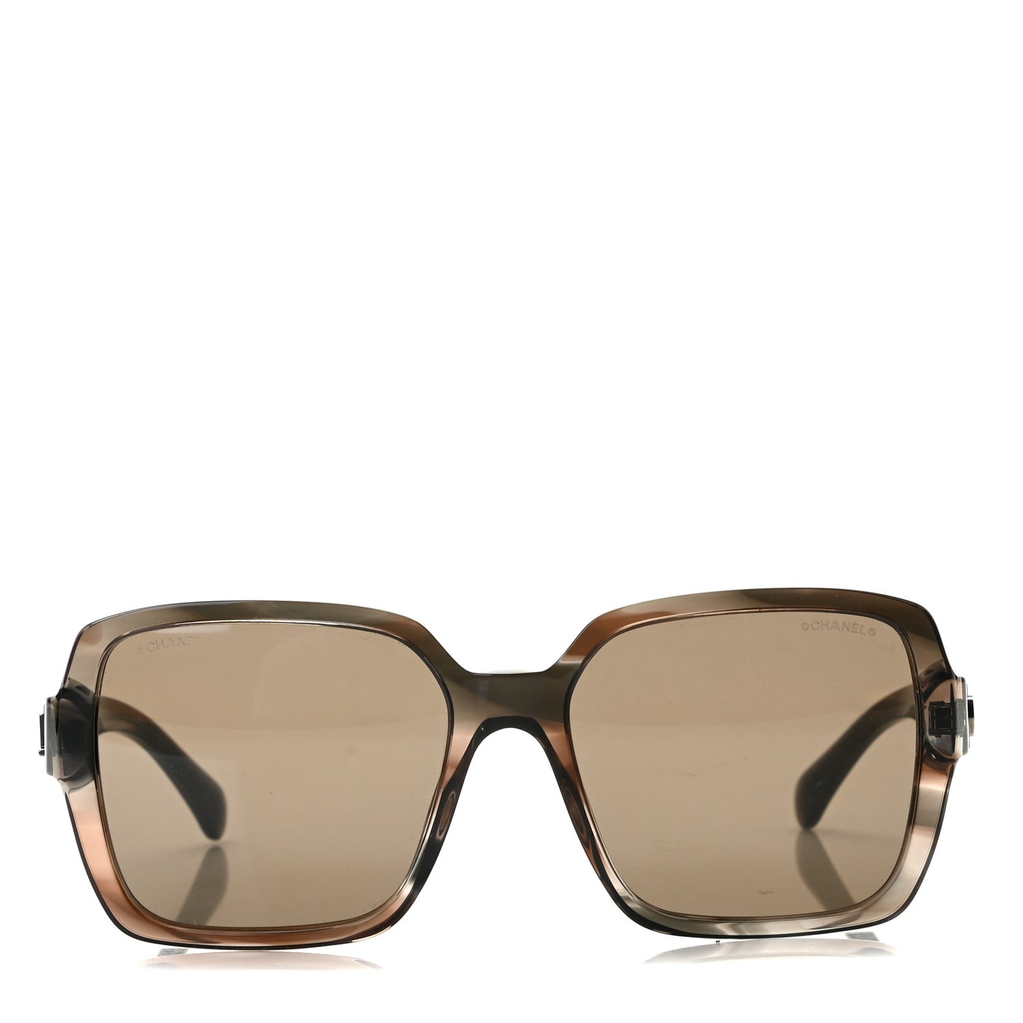 Acetate Polarized Square Striped Sunglasses 5408 Brown