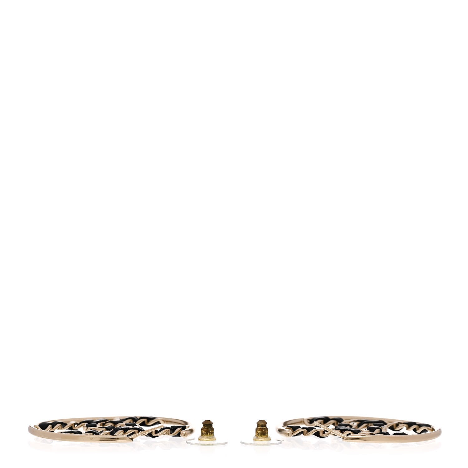 Chanel Lambskin CC Chain Hoop Earrings Black Gold 3 of 4