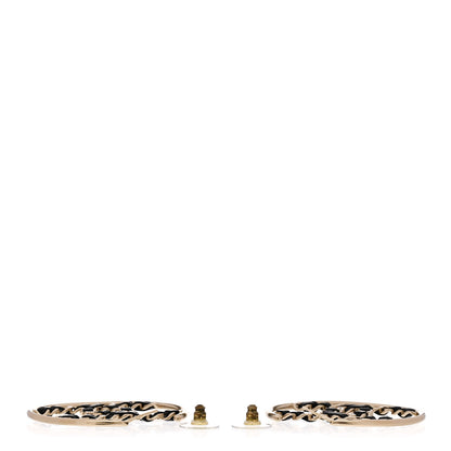 Chanel Lambskin CC Chain Hoop Earrings Black Gold 3 of 4