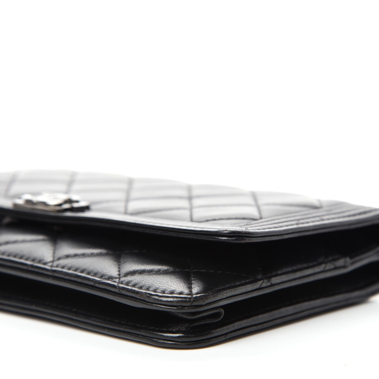 Lambskin Quilted Boy Wallet On Chain WOC Black