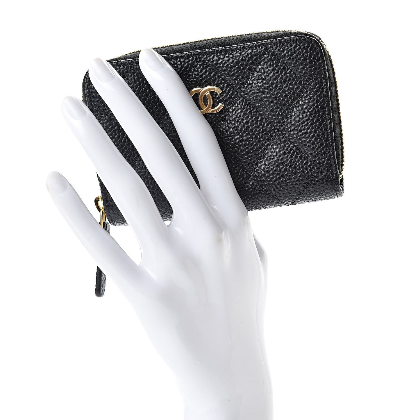 Caviar Quilted Zip Coin Purse Black