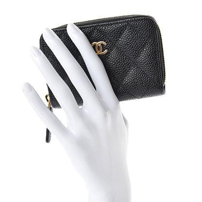 Chanel Caviar Quilted Zip Coin Purse Black 2 of 8